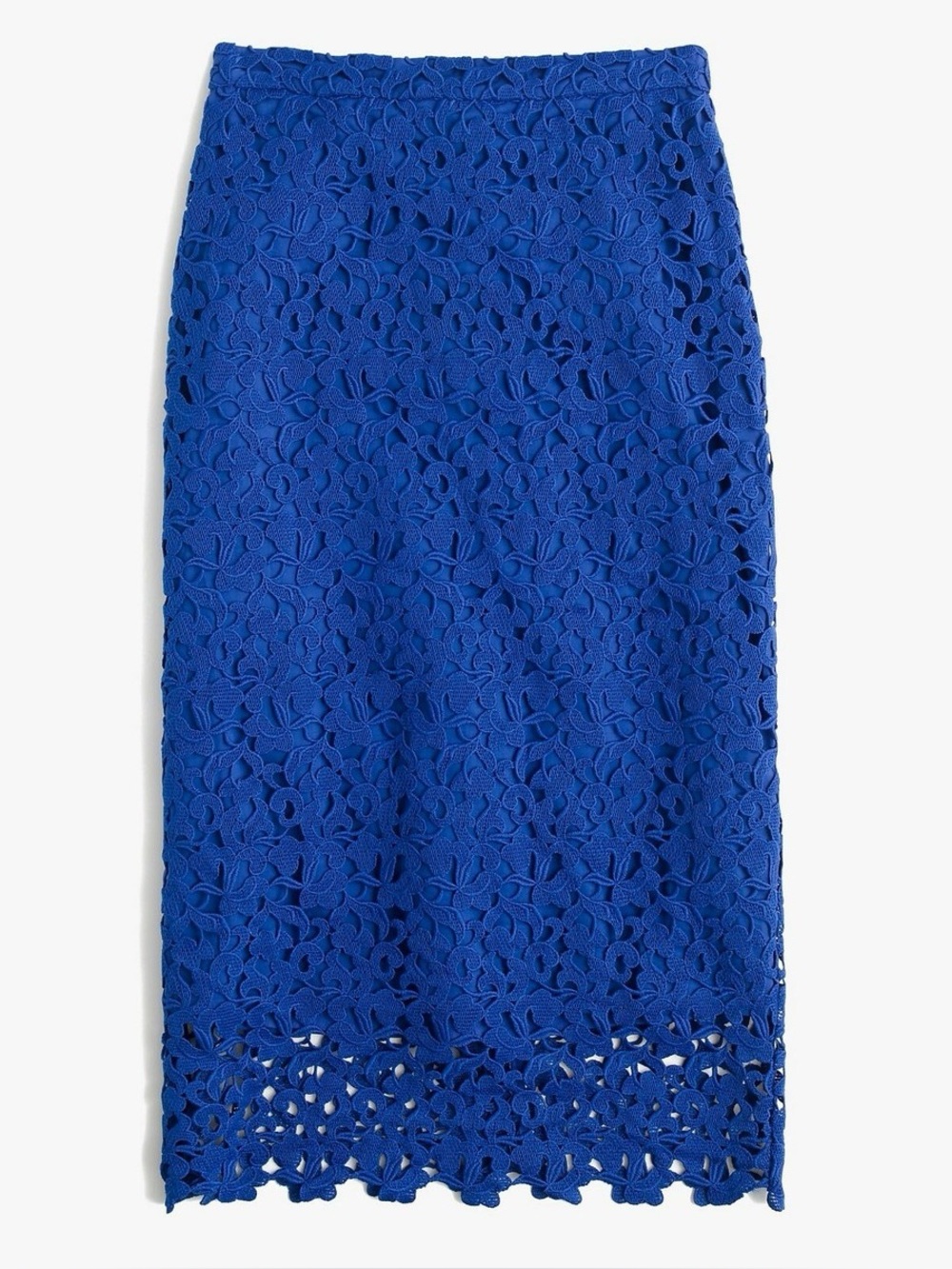 J.CREW COLLECTION Liola Guipure Lace Overlay Pencil Skirt in Electric Blue E9754